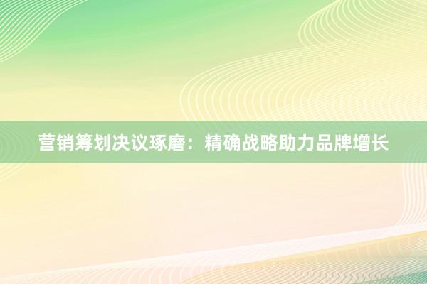 营销筹划决议琢磨：精确战略助力品牌增长